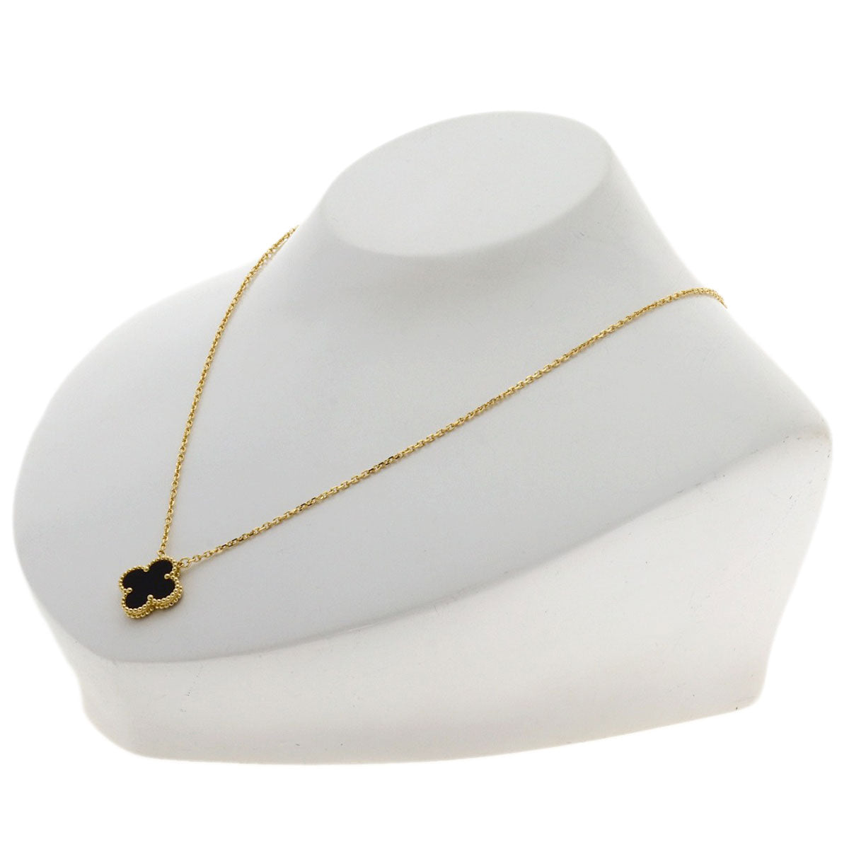 Van Cleef & Arpels Vintage Alhambra Onyx Necklace K18 Yellow Gold Ladies [Used]