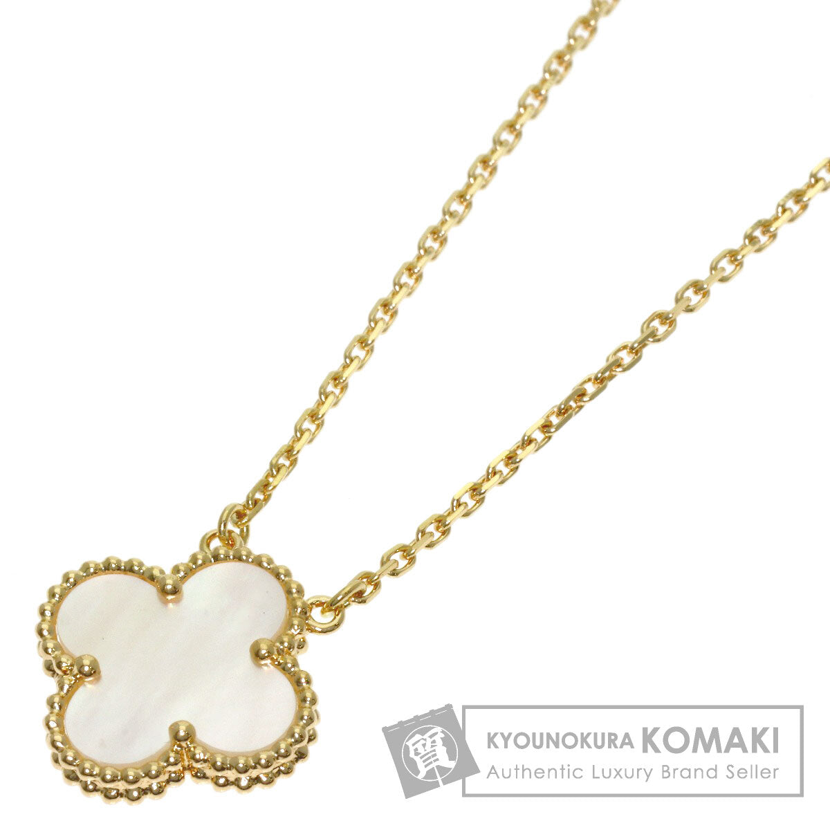 Van Cleef & Arpels Vintage Alhambra white shell Necklace K18 Yellow Gold Ladies [Used]