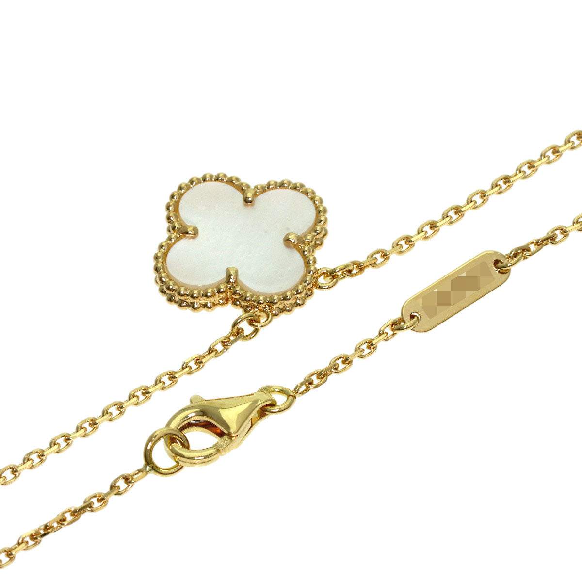 Van Cleef & Arpels Vintage Alhambra white shell Necklace K18 Yellow Gold Ladies [Used]