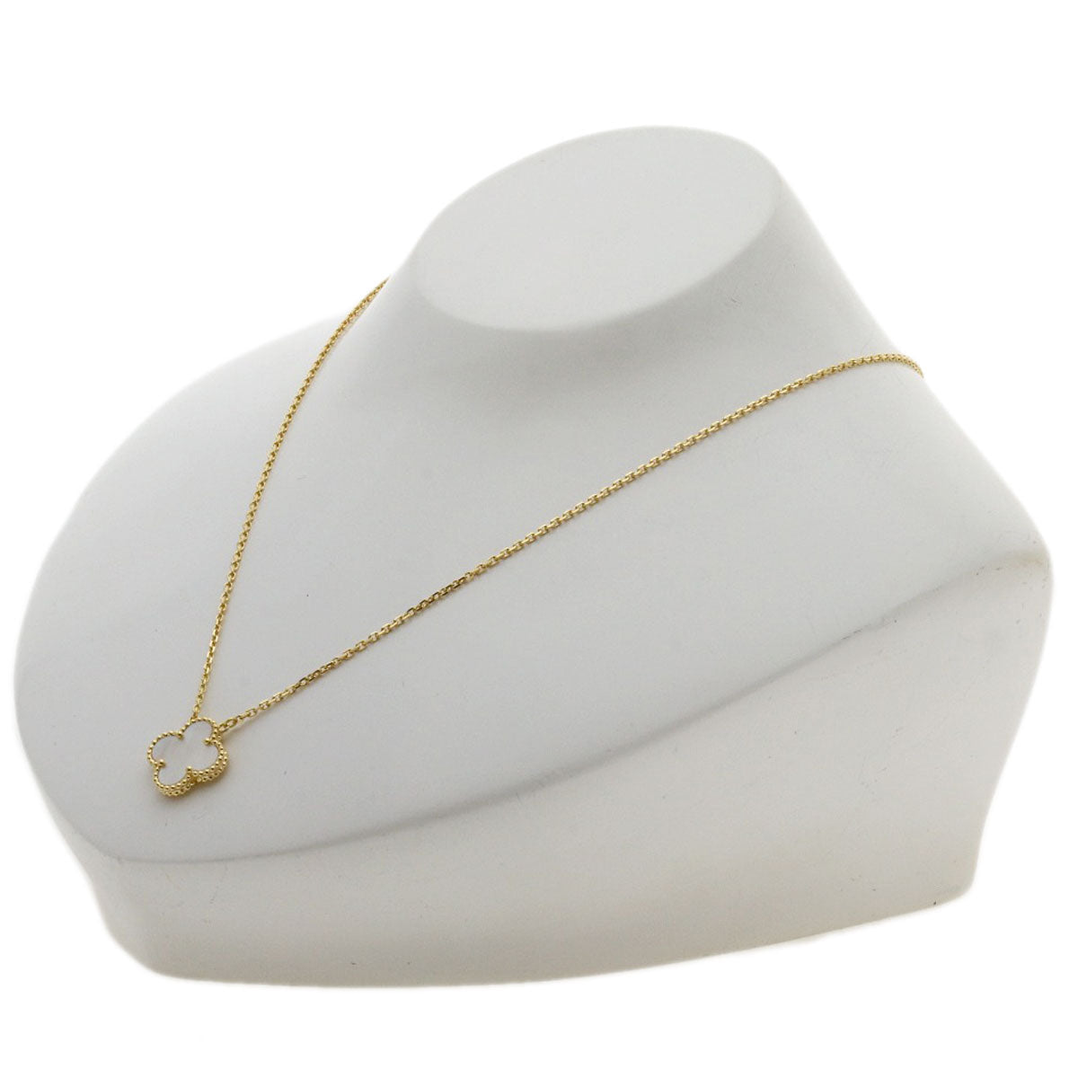 Van Cleef & Arpels Vintage Alhambra white shell Necklace K18 Yellow Gold Ladies [Used]