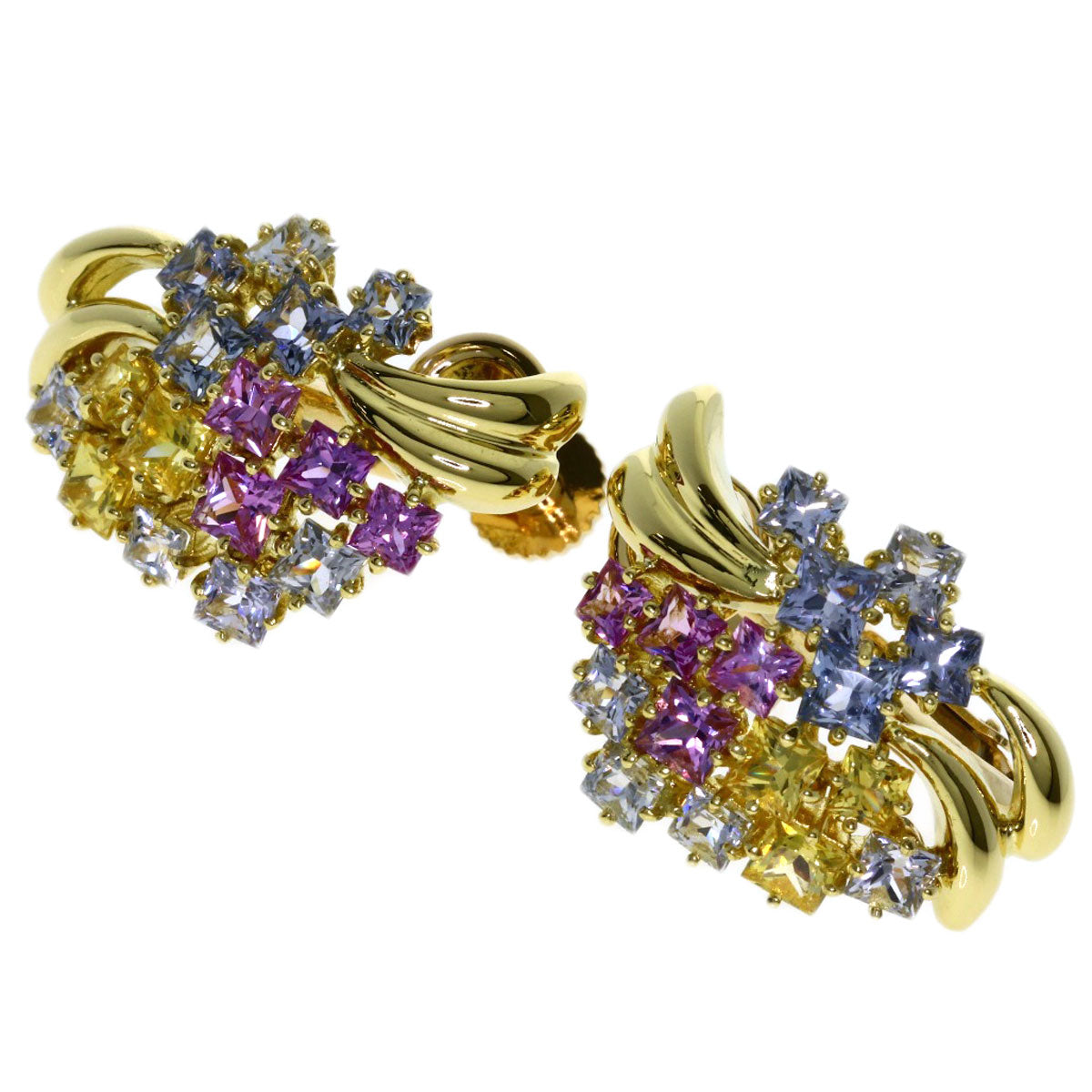 Jeunet Multi sapphire Earring K18 Yellow Gold Ladies [Used]