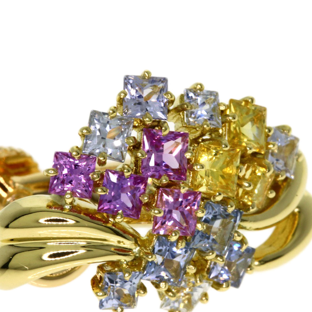 Jeunet Multi sapphire Earring K18 Yellow Gold Ladies [Used]