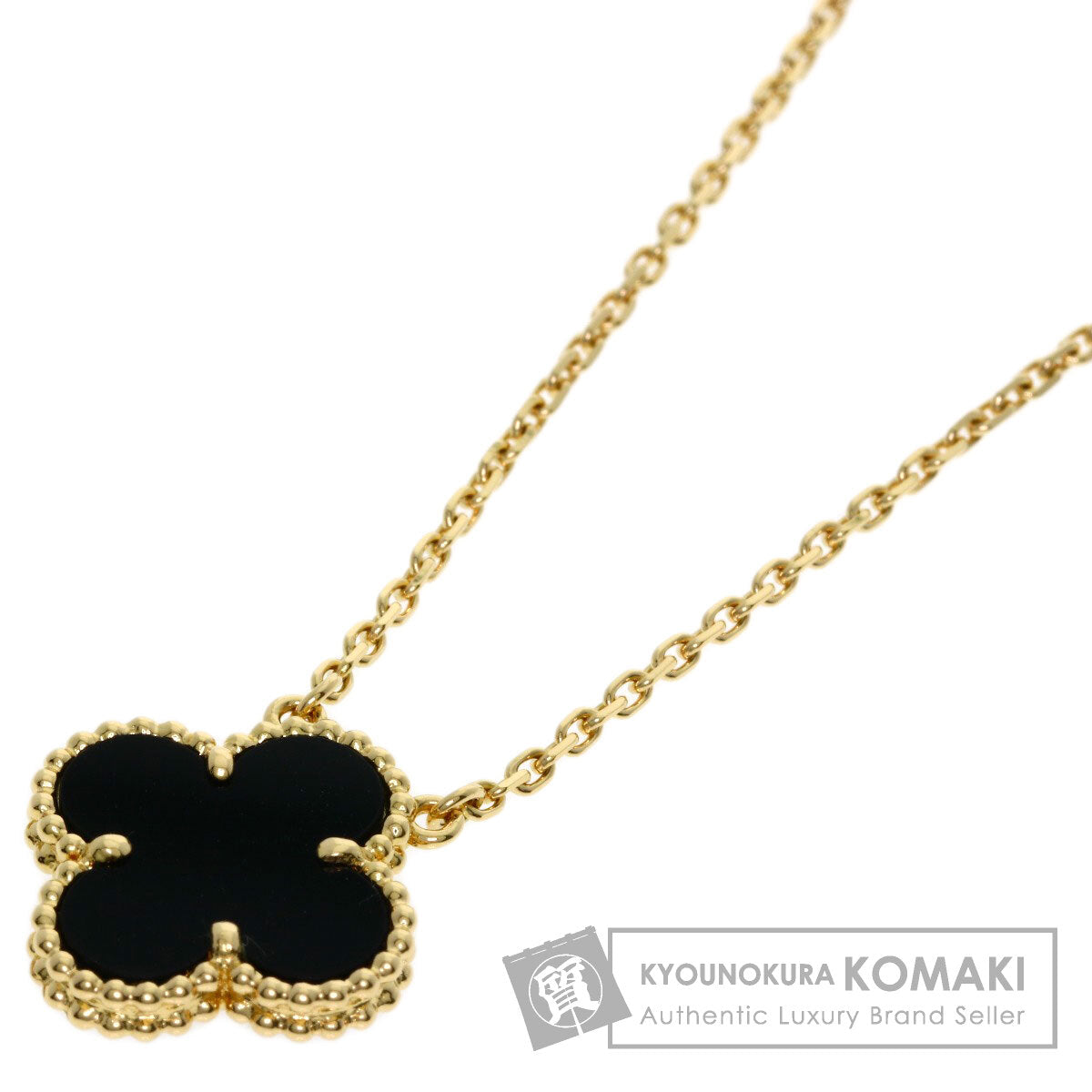 Van Cleef & Arpels Vintage Alhambra Onyx Necklace K18 Yellow Gold Ladies [Used]