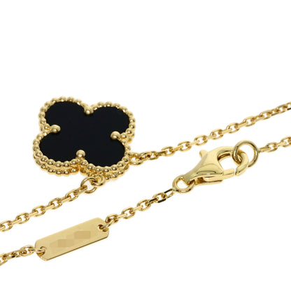 Van Cleef & Arpels Vintage Alhambra Onyx Necklace K18 Yellow Gold Ladies [Used]