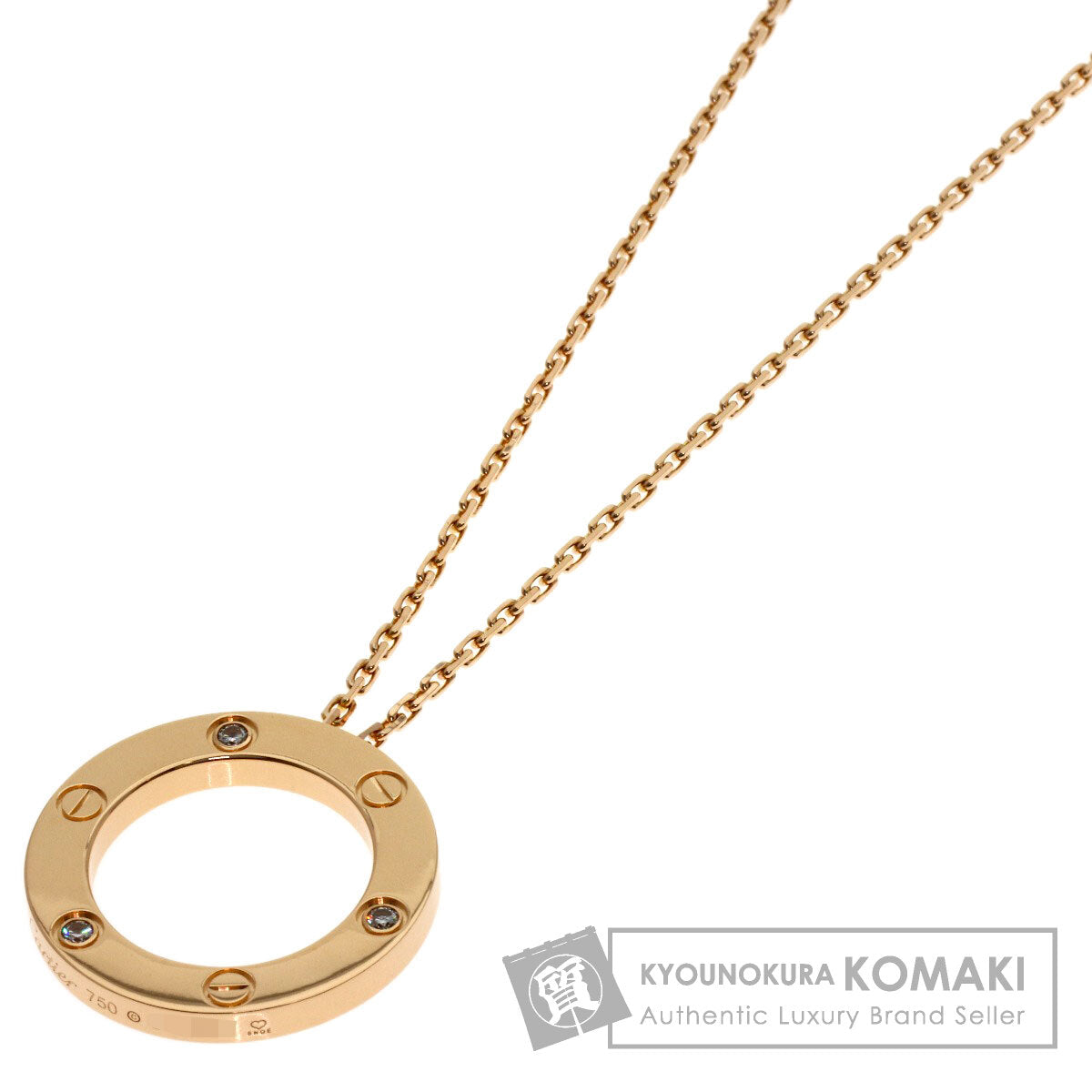 CARTIER Love Circle 3P Diamond Necklace K18 Pink Gold Ladies [Used]