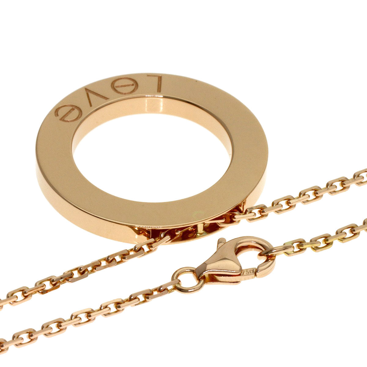 CARTIER Love Circle 3P Diamond Necklace K18 Pink Gold Ladies [Used]