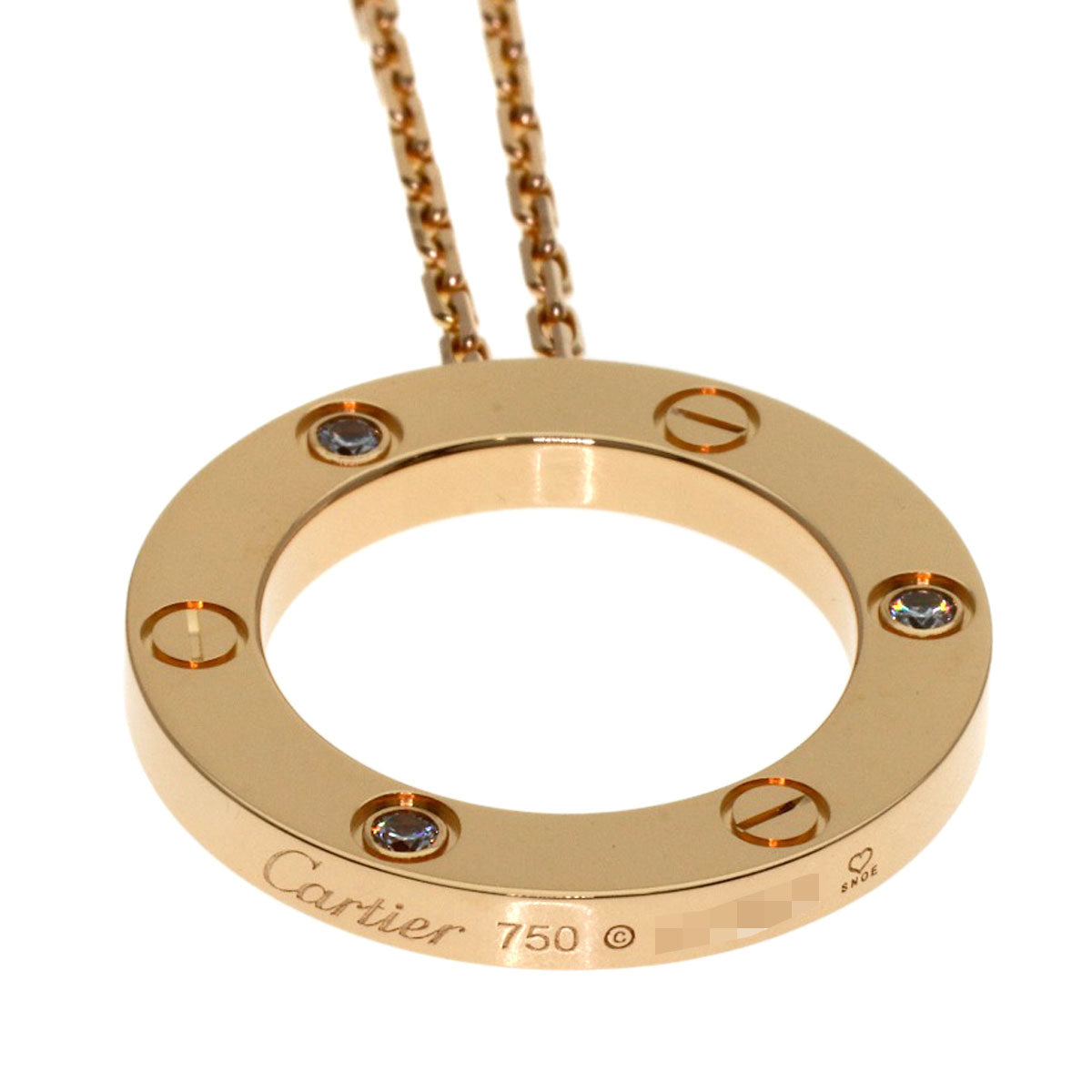 CARTIER Love Circle 3P Diamond Necklace K18 Pink Gold Ladies [Used]