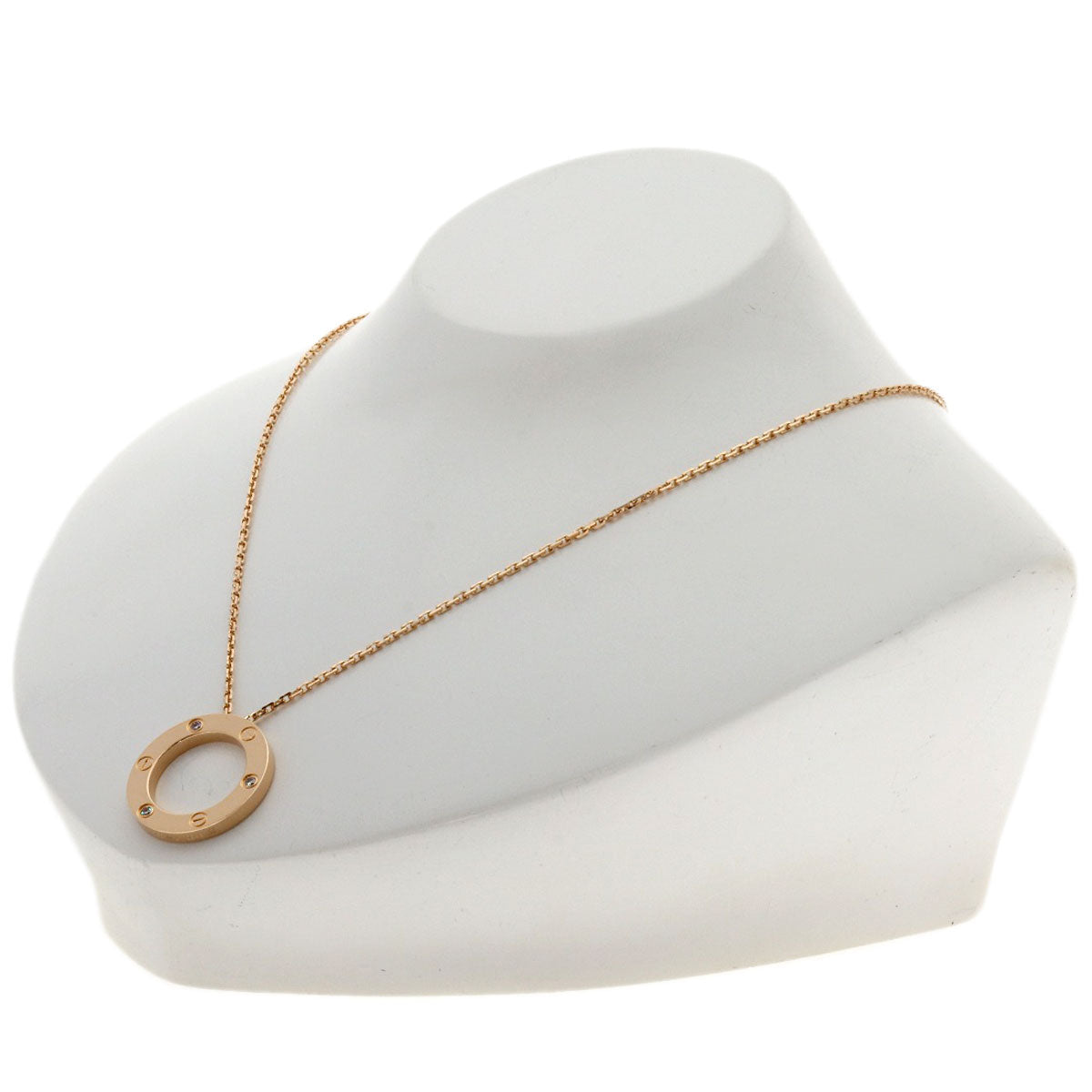 CARTIER Love Circle 3P Diamond Necklace K18 Pink Gold Ladies [Used]