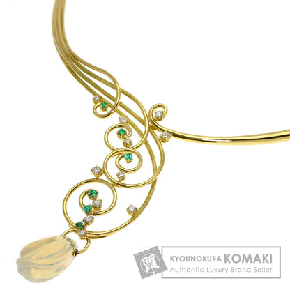 TASAKI Water Opal Tourmaline Diamond Necklace K18 Yellow Gold Ladies [Used]
