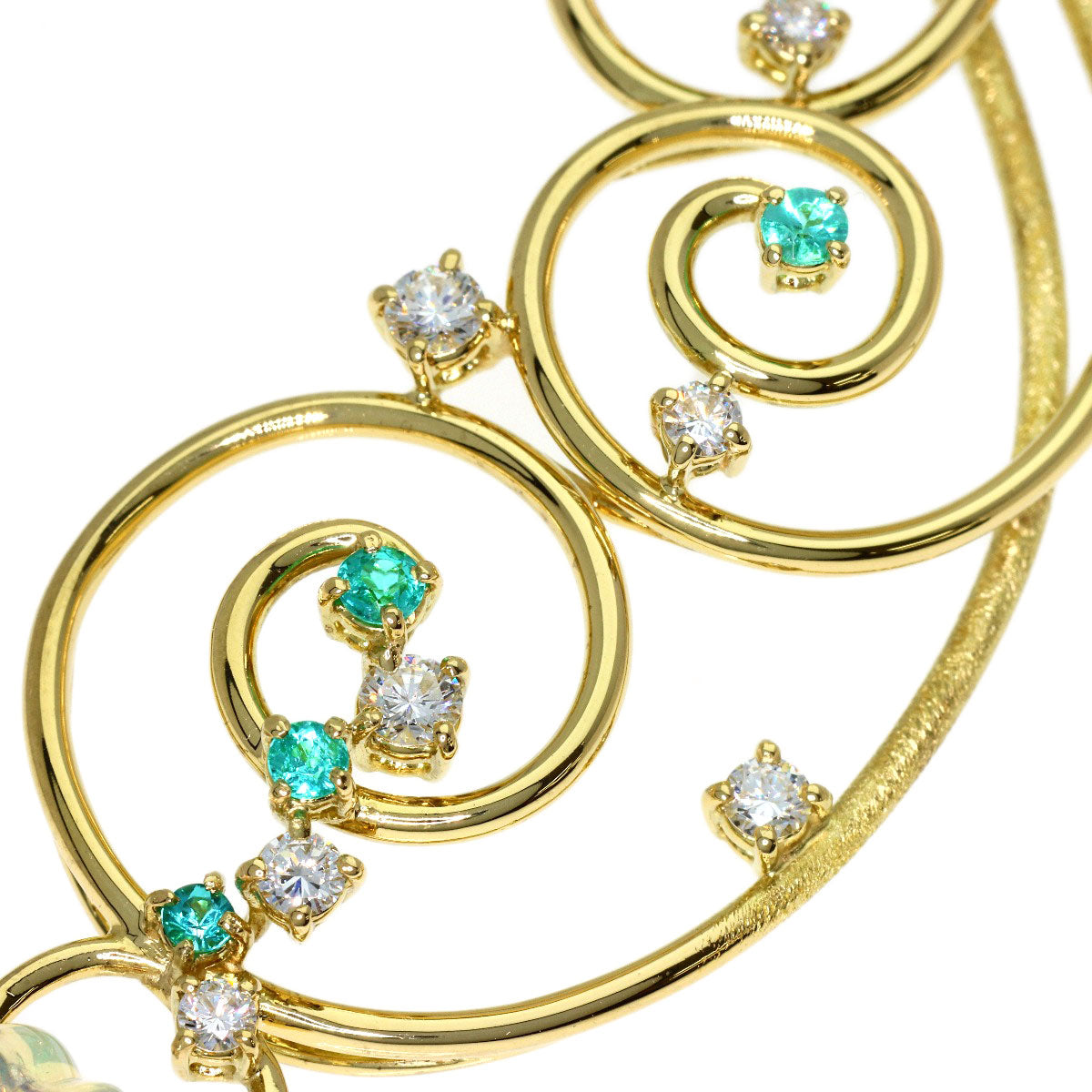 TASAKI Water Opal Tourmaline Diamond Necklace K18 Yellow Gold Ladies [Used]