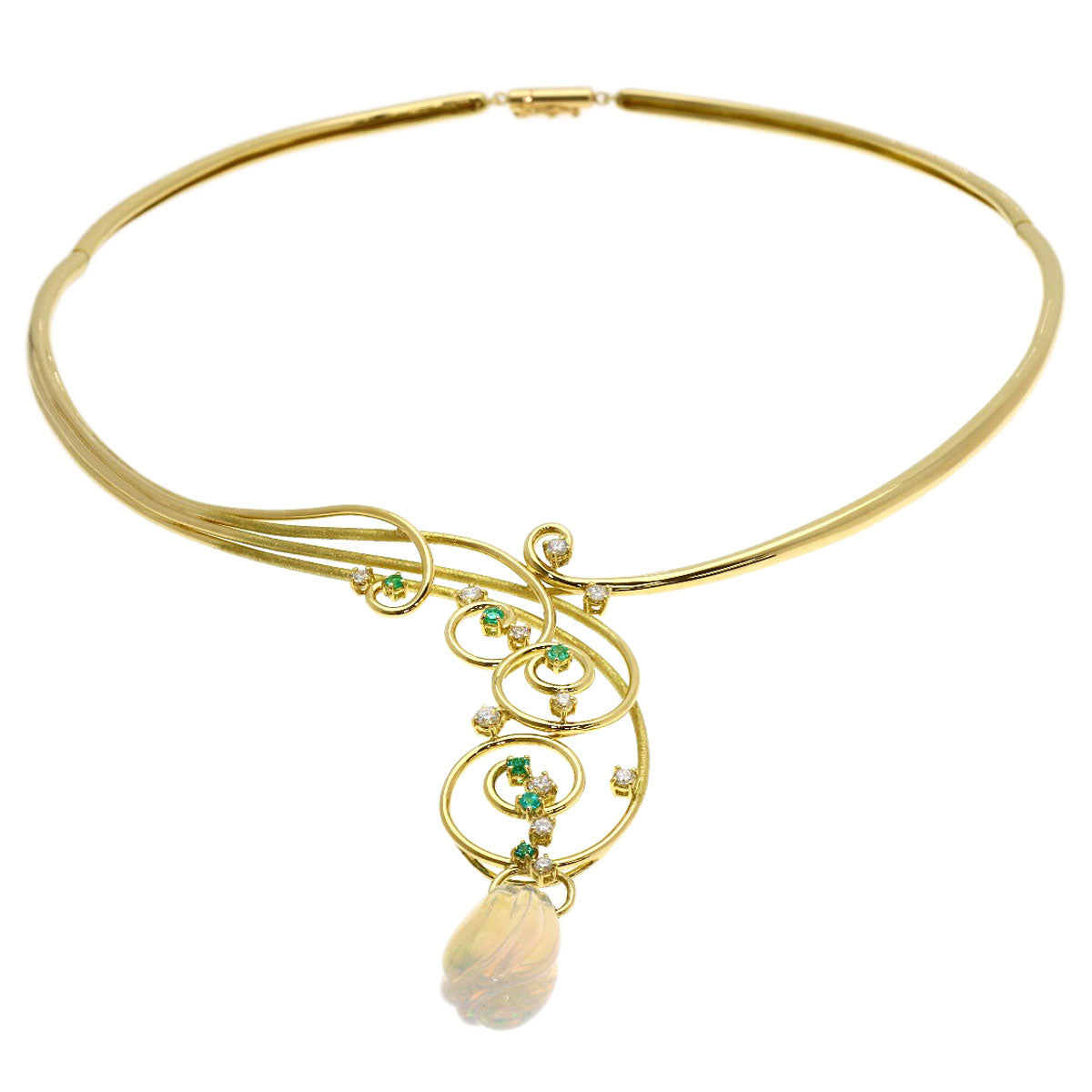 TASAKI Water Opal Tourmaline Diamond Necklace K18 Yellow Gold Ladies [Used]