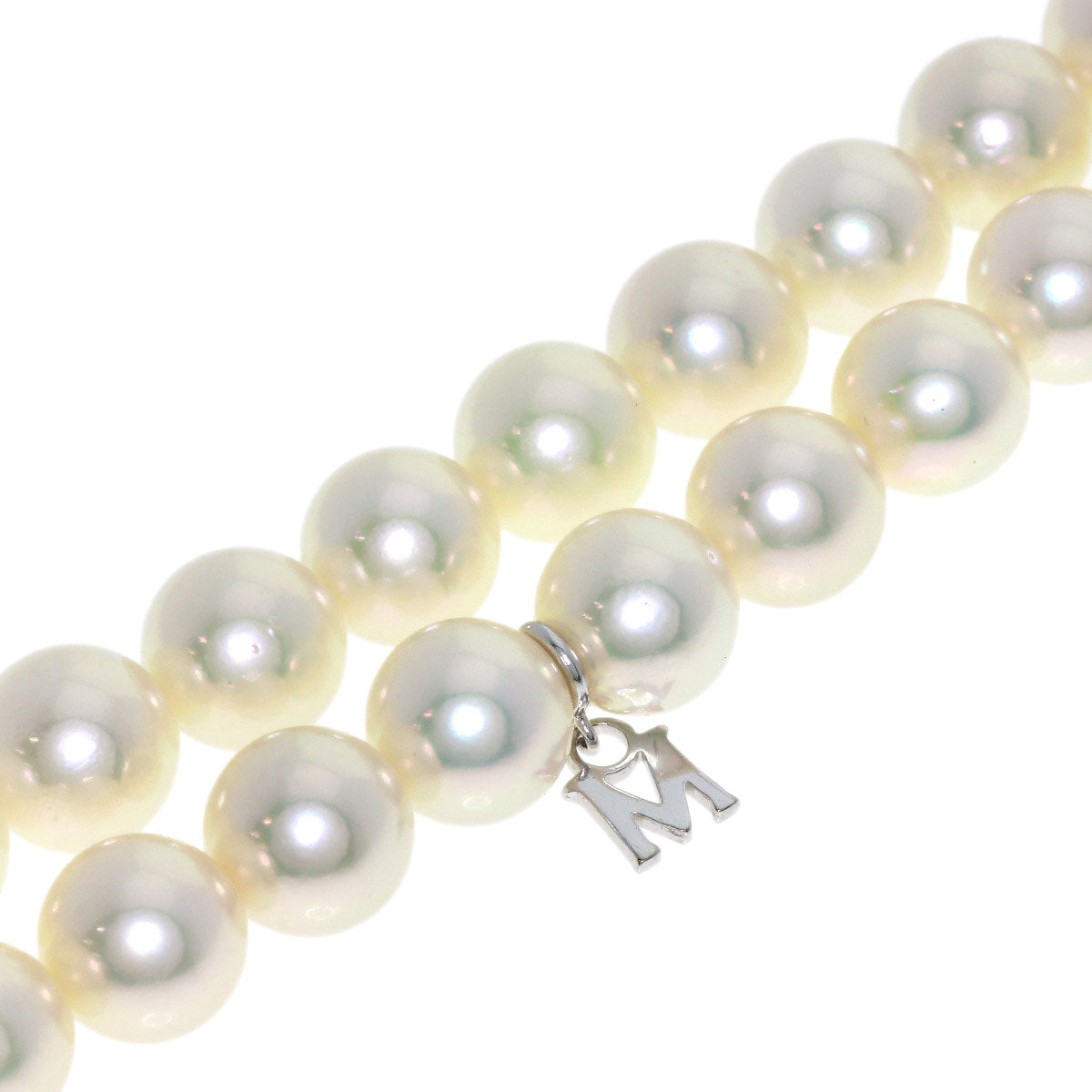 MIKIMOTO Pearl Pearl M Charm Included Necklace K14 White Gold Ladies [Used]