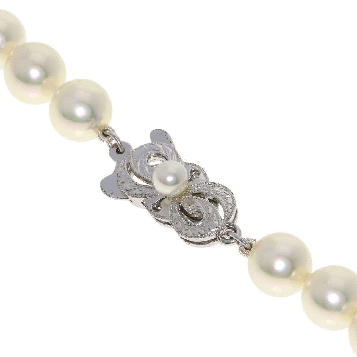 MIKIMOTO Pearl Pearl M Charm Included Necklace K14 White Gold Ladies [Used]