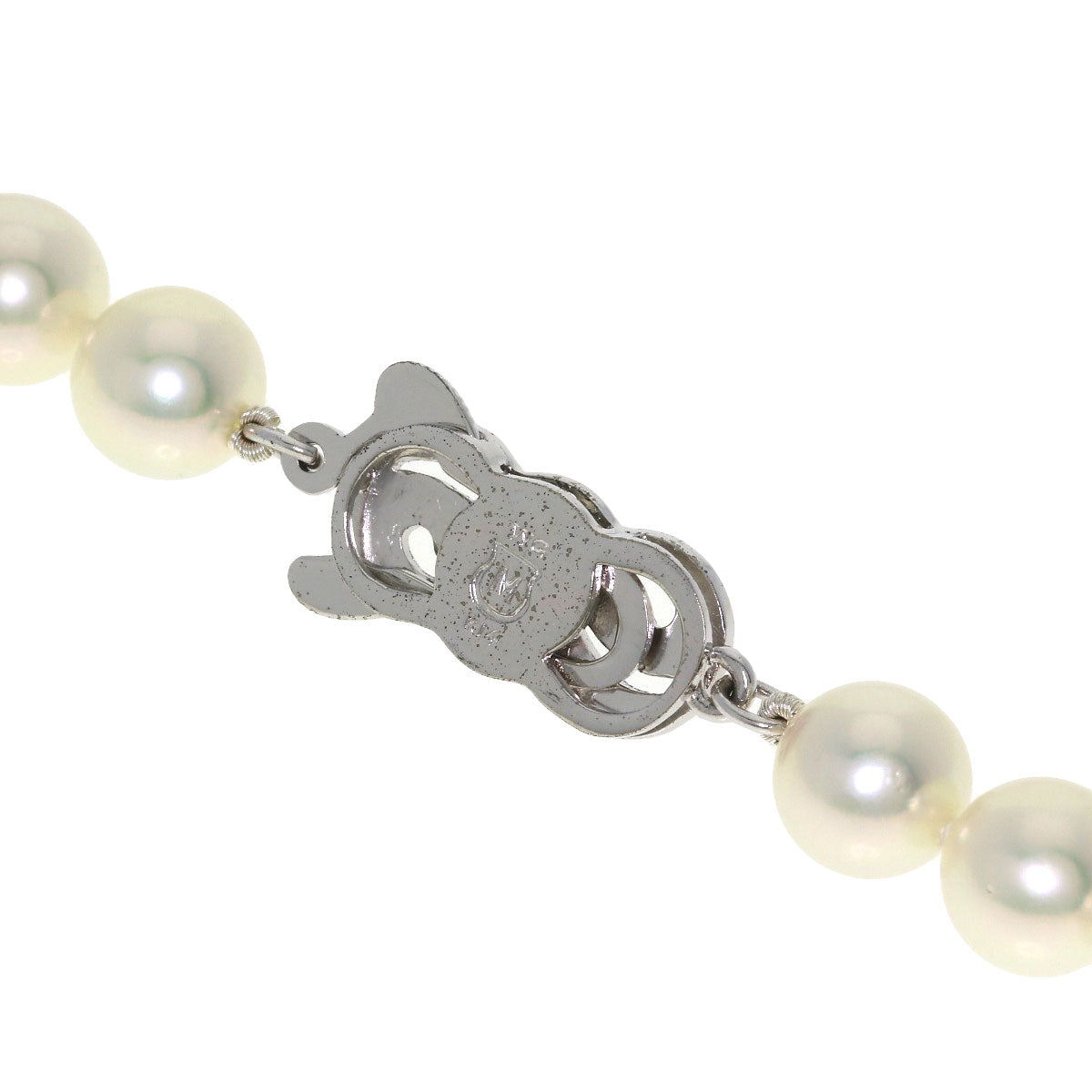 MIKIMOTO Pearl Pearl M Charm Included Necklace K14 White Gold Ladies [Used]