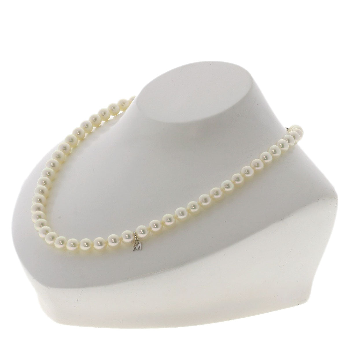 MIKIMOTO Pearl Pearl M Charm Included Necklace K14 White Gold Ladies [Used]