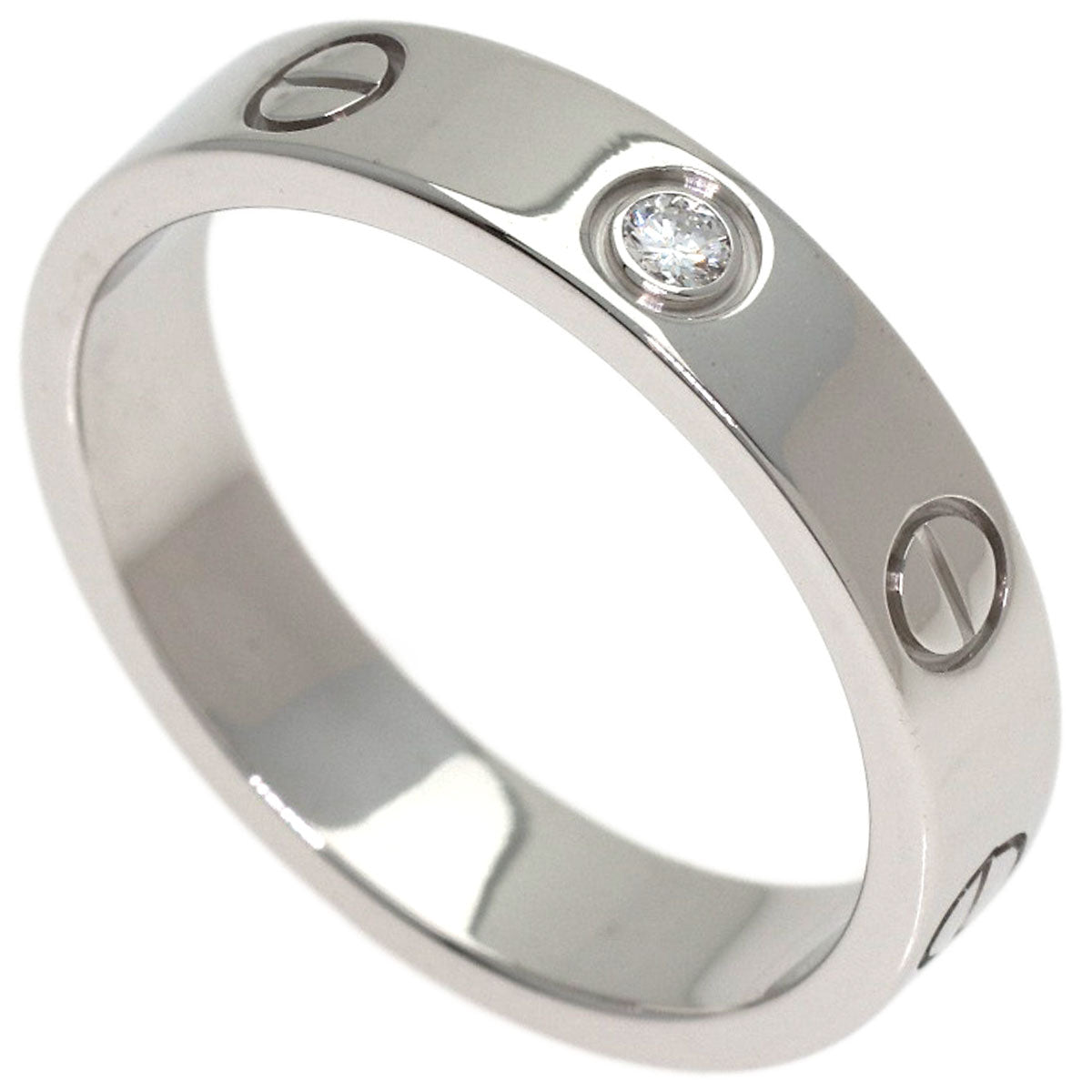 CARTIER mini love ring 1P Diamond #51 Ring K18 White Gold Ladies [Used]