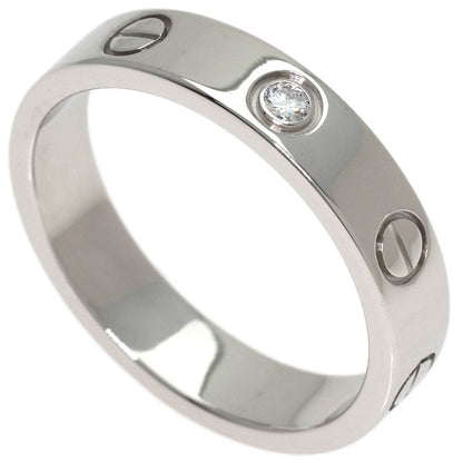 CARTIER mini love ring 1P Diamond #51 Ring K18 White Gold Ladies [Used]