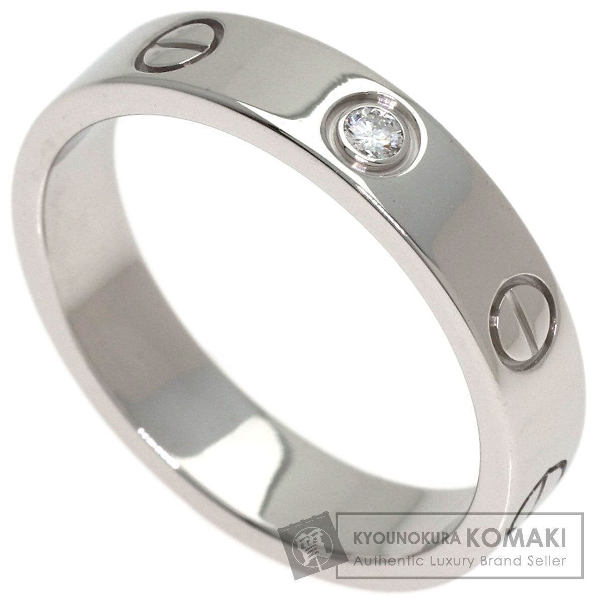 CARTIER mini love ring 1P Diamond #51 Ring K18 White Gold Ladies [Used]