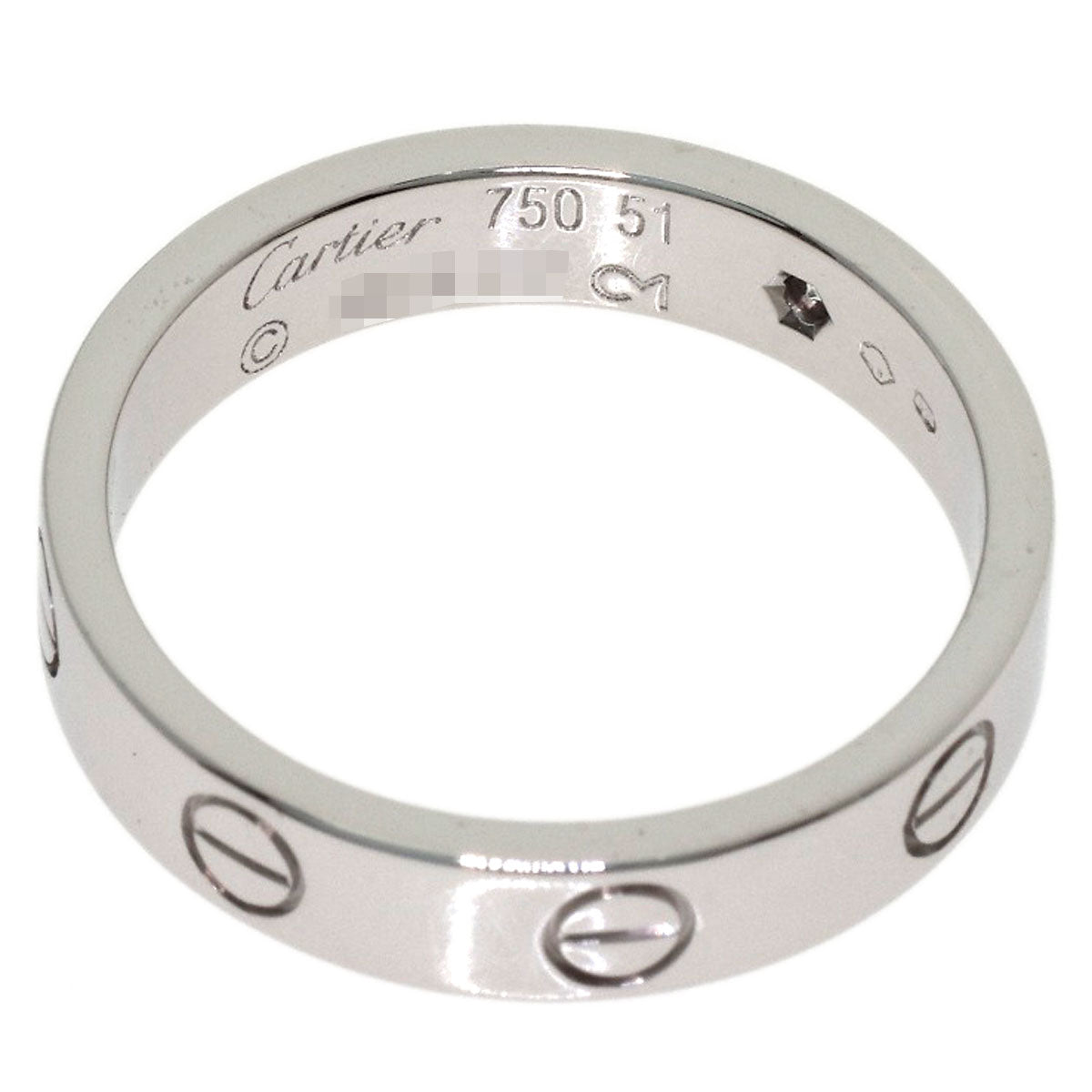 CARTIER mini love ring 1P Diamond #51 Ring K18 White Gold Ladies [Used]