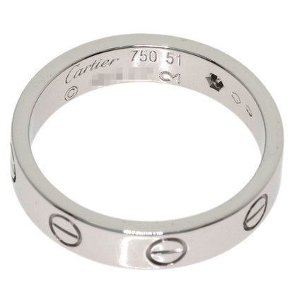 CARTIER mini love ring 1P Diamond #51 Ring K18 White Gold Ladies [Used]