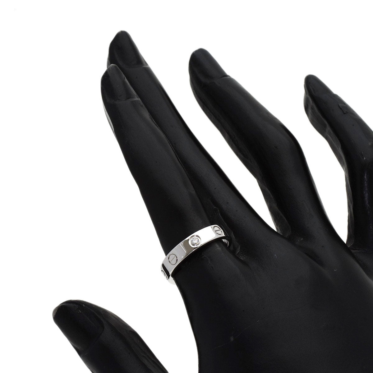 CARTIER mini love ring 1P Diamond #51 Ring K18 White Gold Ladies [Used]