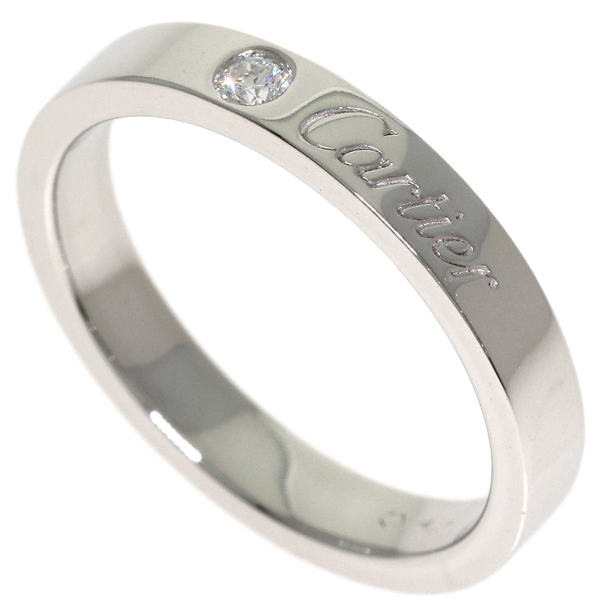 CARTIER Engraved 1P Diamond # 49 Ring Platinum PT950 Ladies [Used]