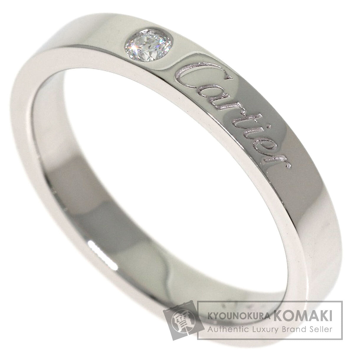 CARTIER Engraved 1P Diamond # 49 Ring Platinum PT950 Ladies [Used]