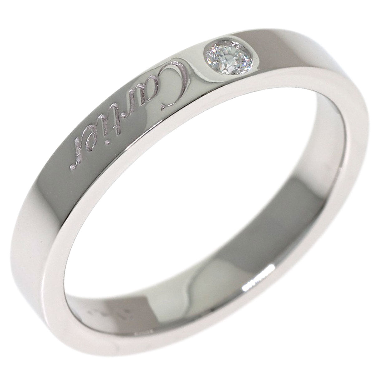 CARTIER Engraved 1P Diamond # 49 Ring Platinum PT950 Ladies [Used]