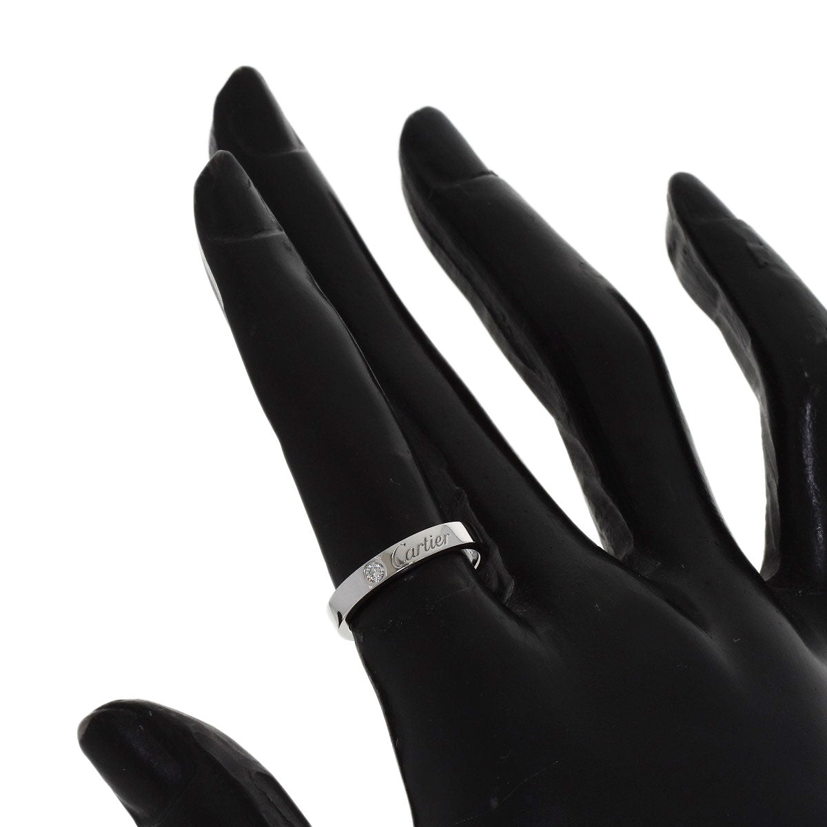 CARTIER Engraved 1P Diamond # 49 Ring Platinum PT950 Ladies [Used]