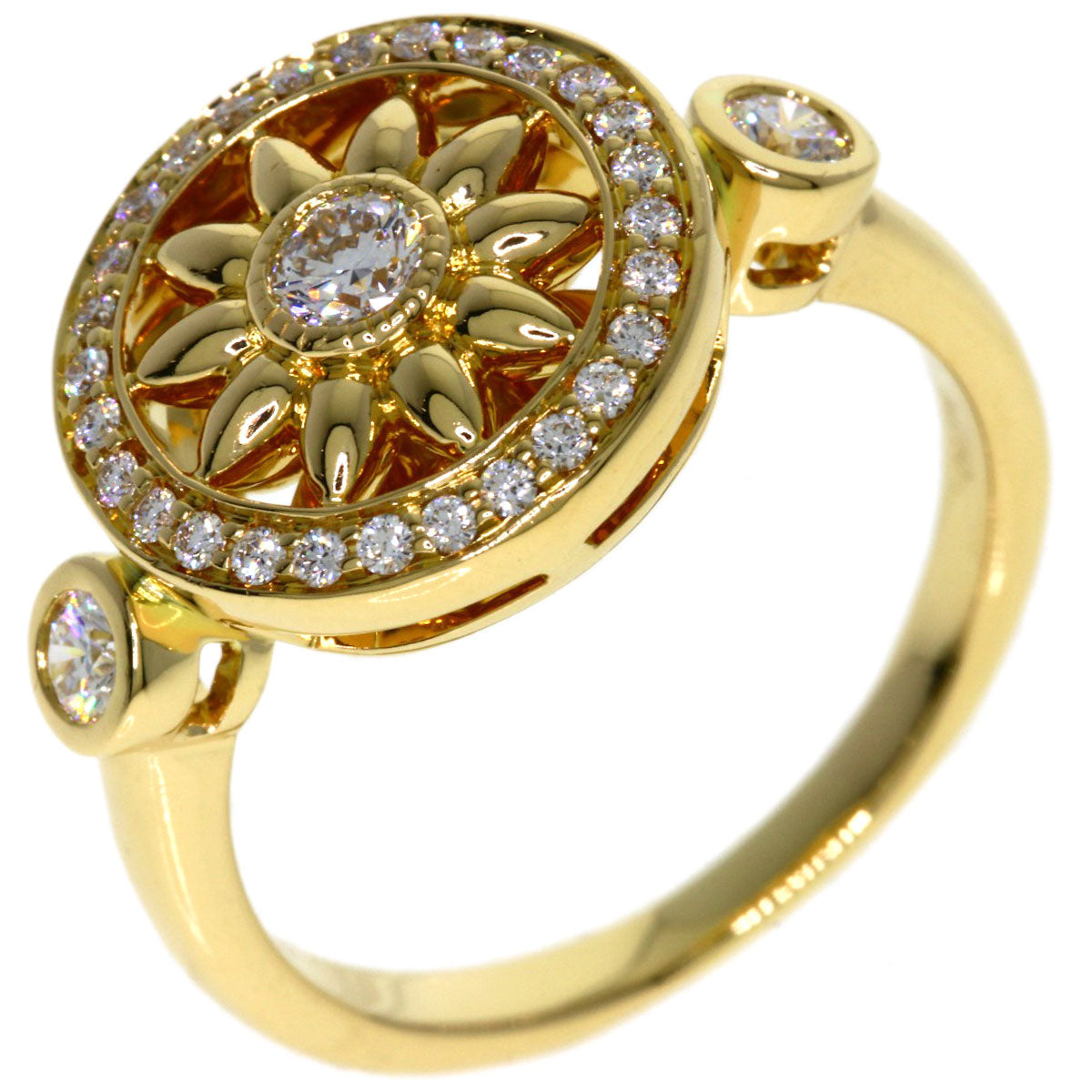 HARRY WINSTON Winston Gate Rosette Diamond Ring K18 Yellow Gold Ladies [Used]