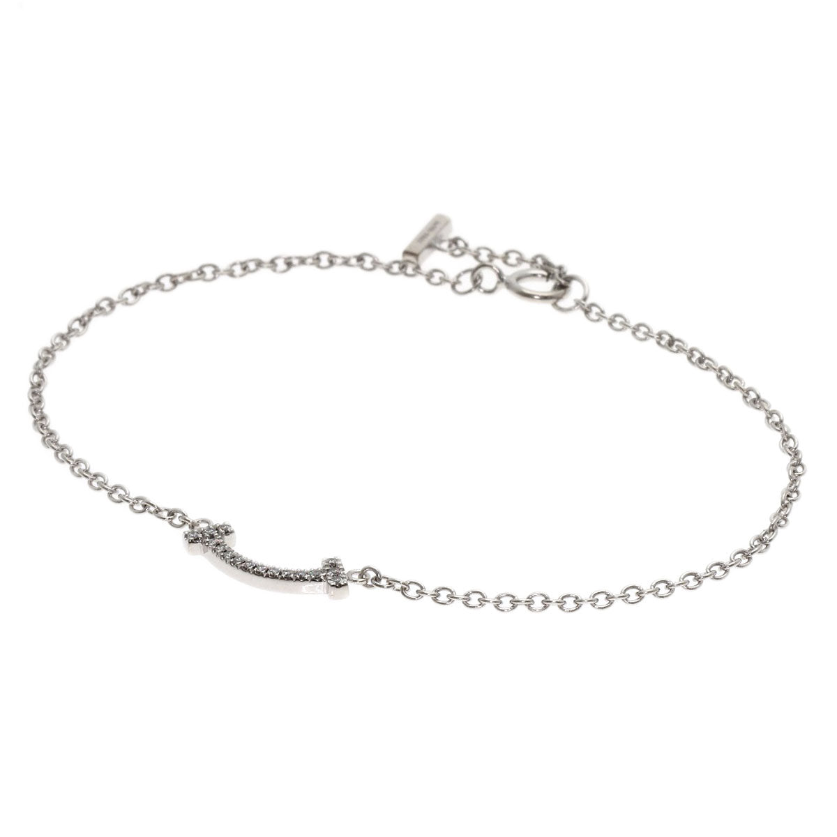 TIFFANY&Co. T Smile Mini Diamond Bracelet K18 White Gold Ladies [Used]