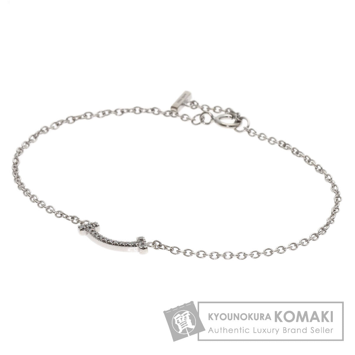 TIFFANY&Co. T Smile Mini Diamond Bracelet K18 White Gold Ladies [Used]