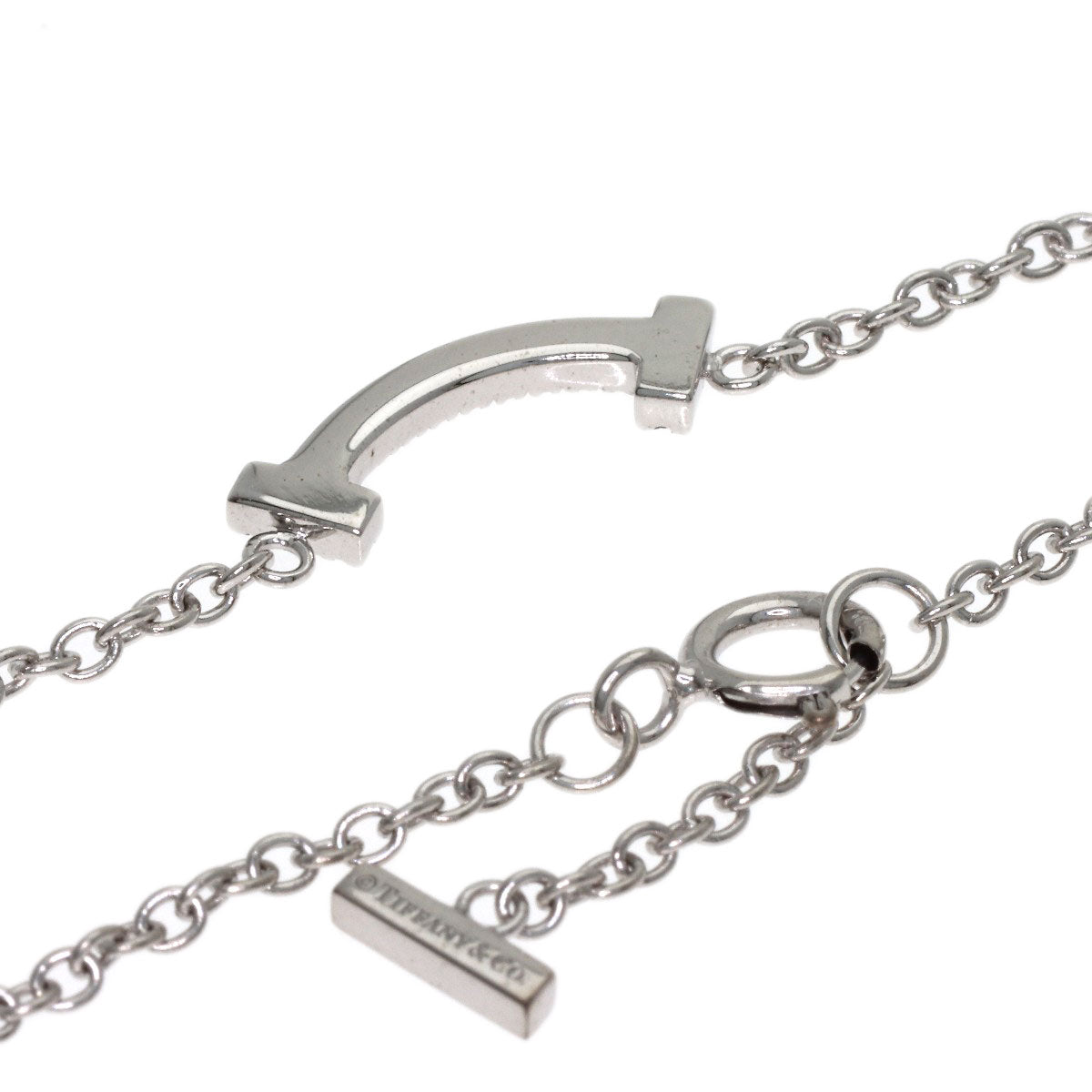 TIFFANY&Co. T Smile Mini Diamond Bracelet K18 White Gold Ladies [Used]