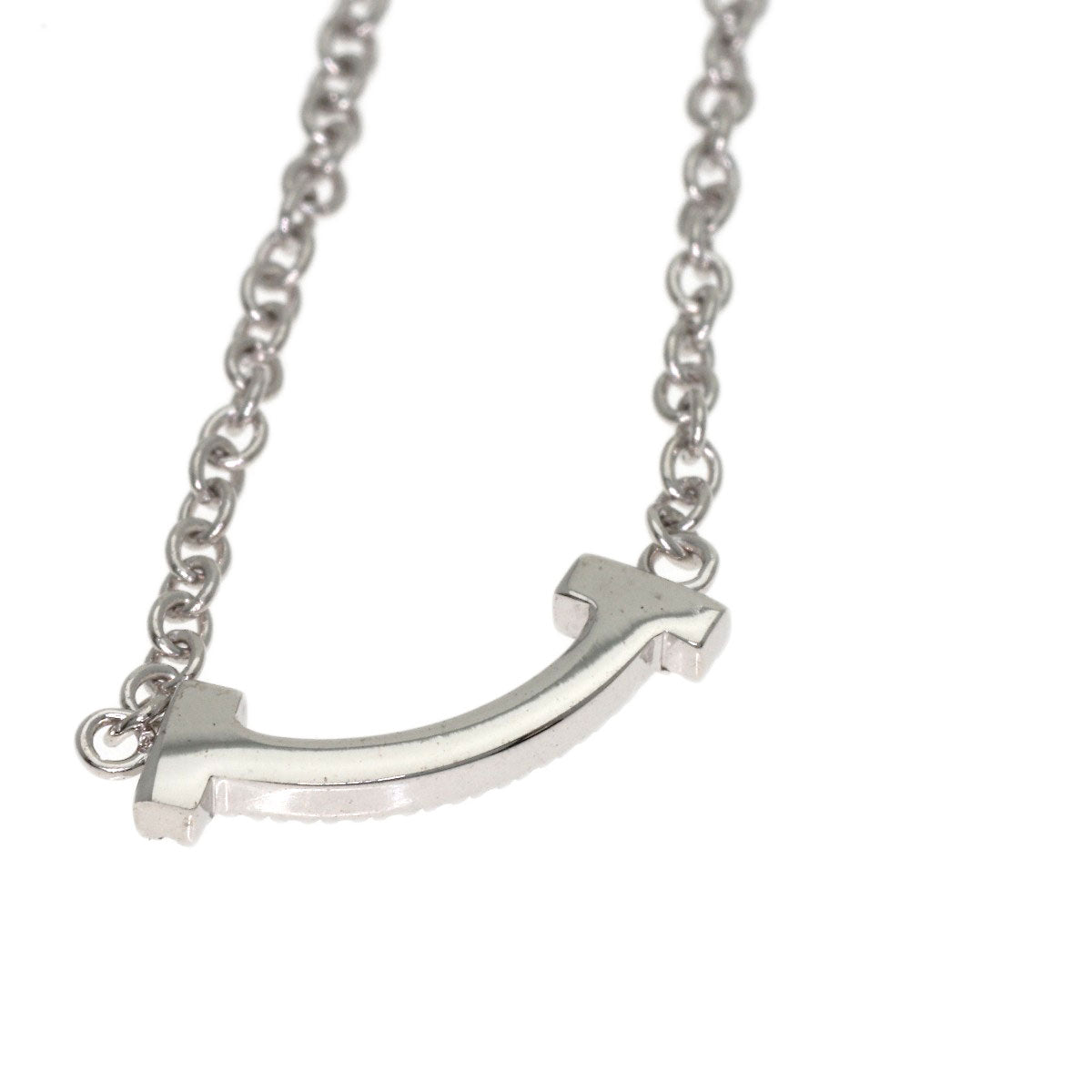 TIFFANY&Co. T Smile Mini Diamond Bracelet K18 White Gold Ladies [Used]