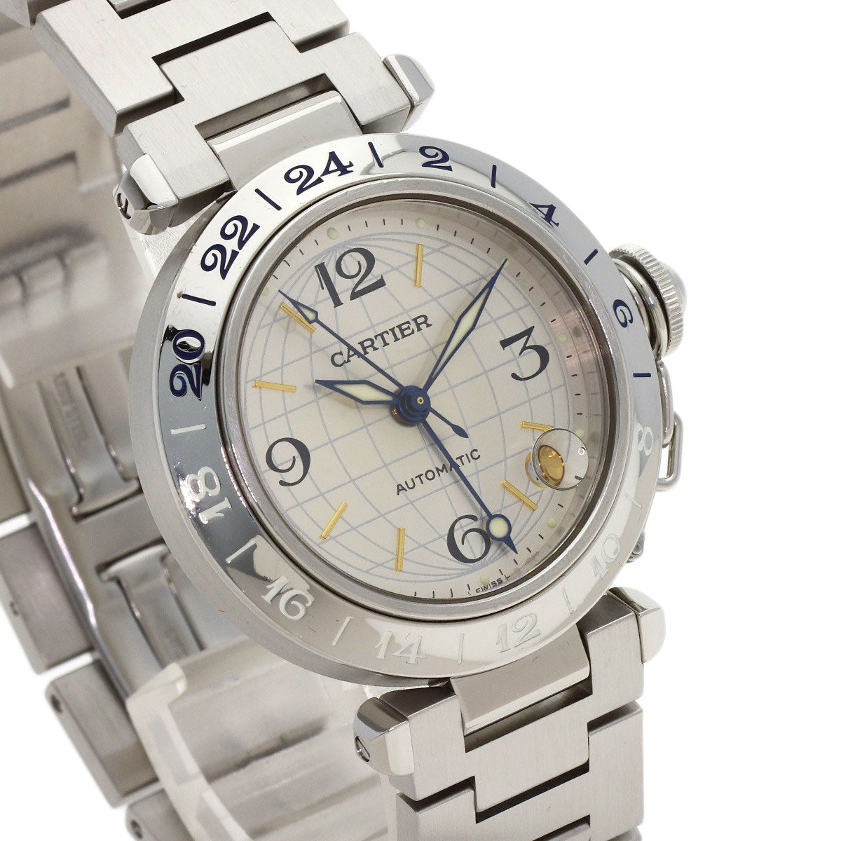 CARTIER Pasha C Meridian GMT Watches W31029M7 Stainless Steel/Stainless Steel Boys