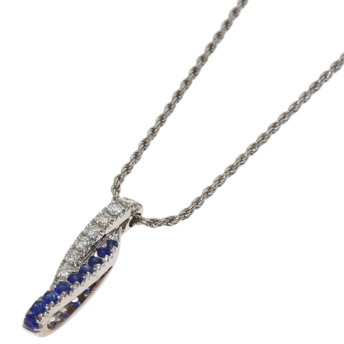 Damiani Diamond Sapphire Necklace K18 White Gold Ladies [Used]