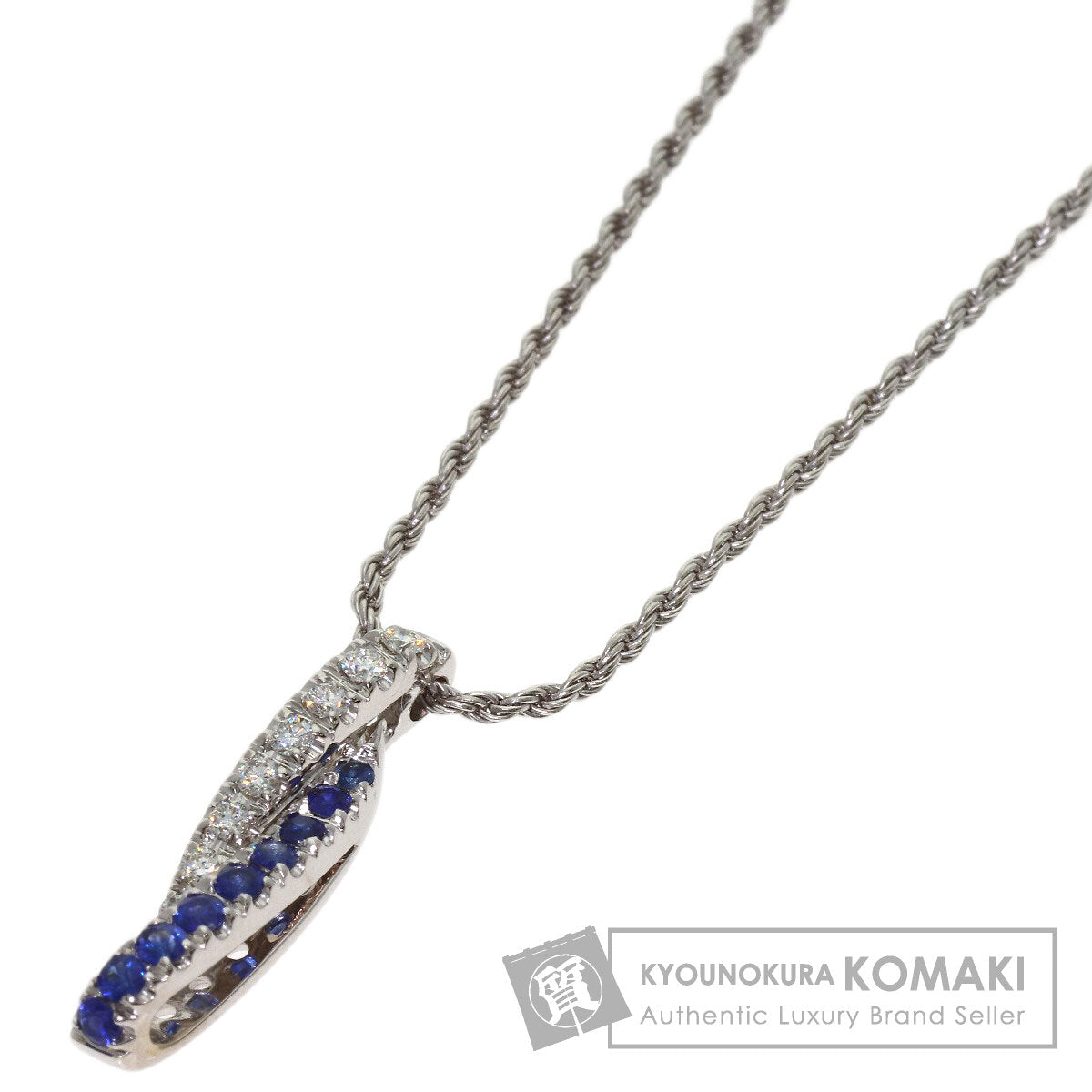 Damiani Diamond Sapphire Necklace K18 White Gold Ladies [Used]