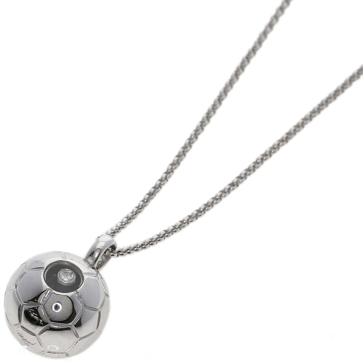 Chopard Happy Diamond Soccer Ball Necklace K18 White Gold Ladies [Used]