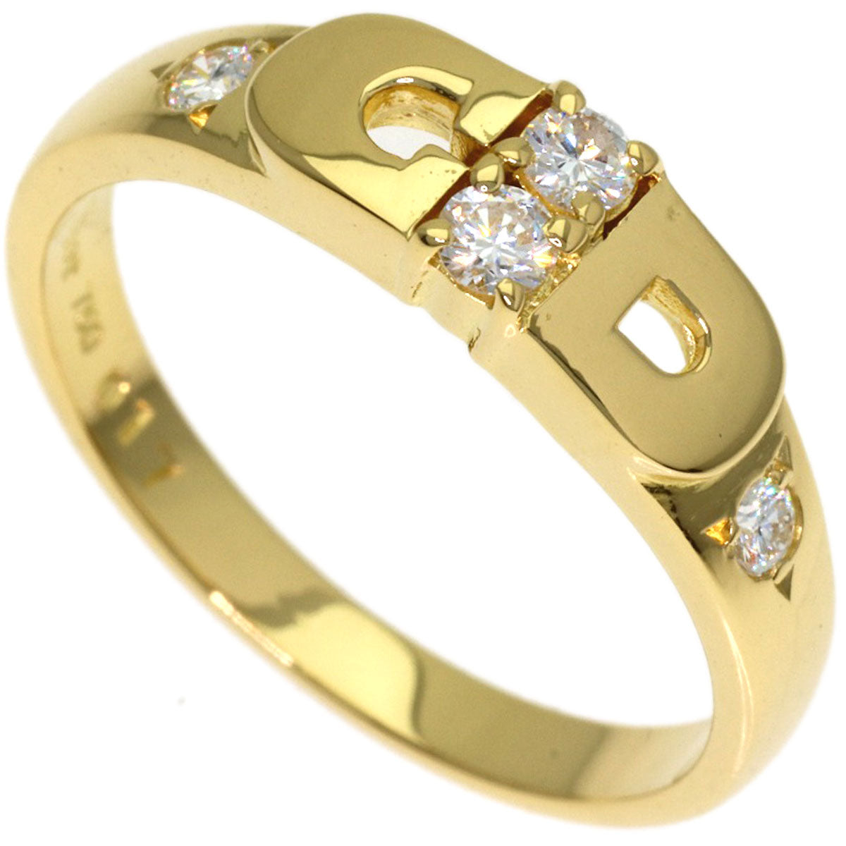 Dior Logo 4P Diamond Ring K18 Yellow Gold Ladies [Used]