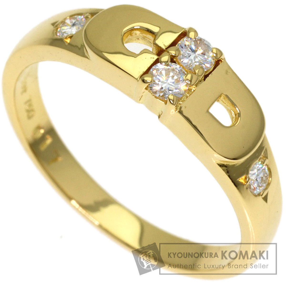 Dior Logo 4P Diamond Ring K18 Yellow Gold Ladies [Used]