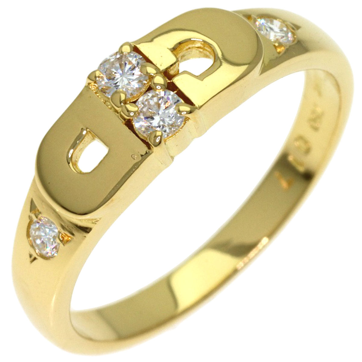 Dior Logo 4P Diamond Ring K18 Yellow Gold Ladies [Used]