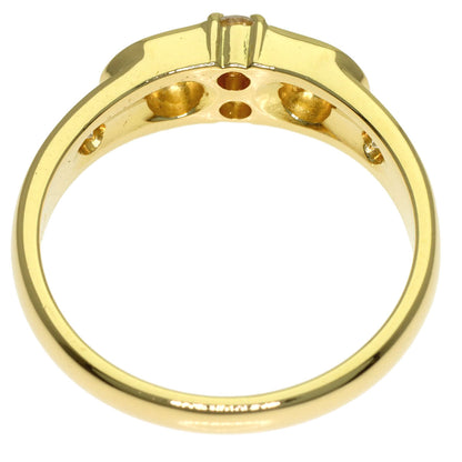 Dior Logo 4P Diamond Ring K18 Yellow Gold Ladies [Used]
