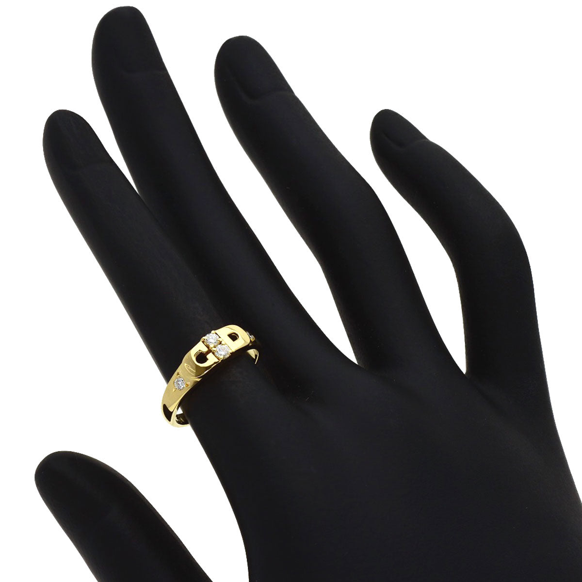 Dior Logo 4P Diamond Ring K18 Yellow Gold Ladies [Used]