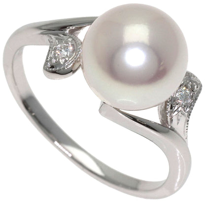 MIKIMOTO Leaf Pearl Pearl Diamond Ring Platinum PT900 Ladies [Used]