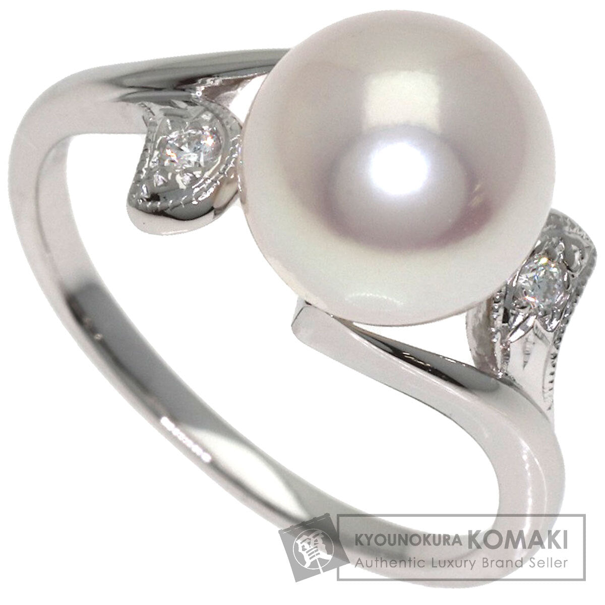 MIKIMOTO Leaf Pearl Pearl Diamond Ring Platinum PT900 Ladies [Used]
