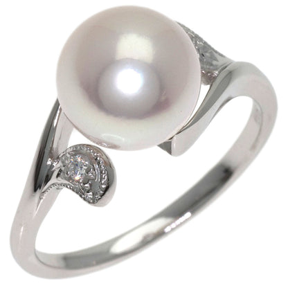 MIKIMOTO Leaf Pearl Pearl Diamond Ring Platinum PT900 Ladies [Used]