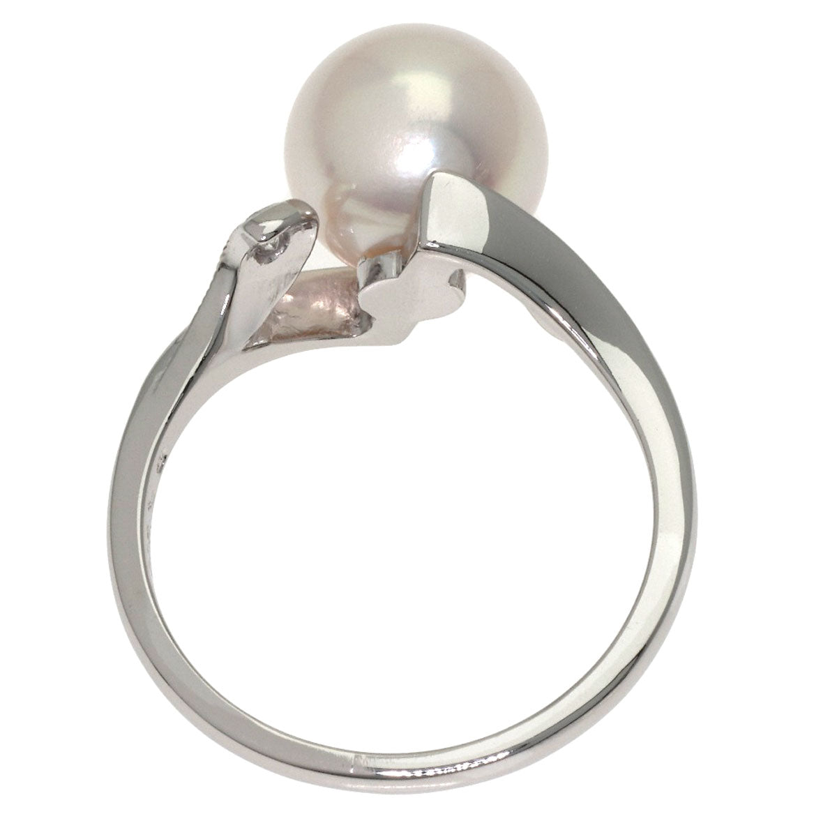 MIKIMOTO Leaf Pearl Pearl Diamond Ring Platinum PT900 Ladies [Used]