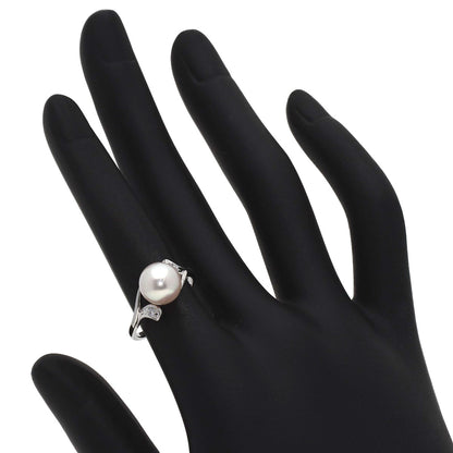 MIKIMOTO Leaf Pearl Pearl Diamond Ring Platinum PT900 Ladies [Used]