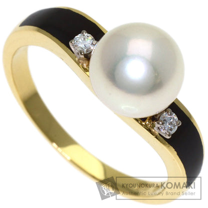 MIKIMOTO Pearl Pearl 2P Diamond Ring K18 Yellow Gold Ladies [Used]