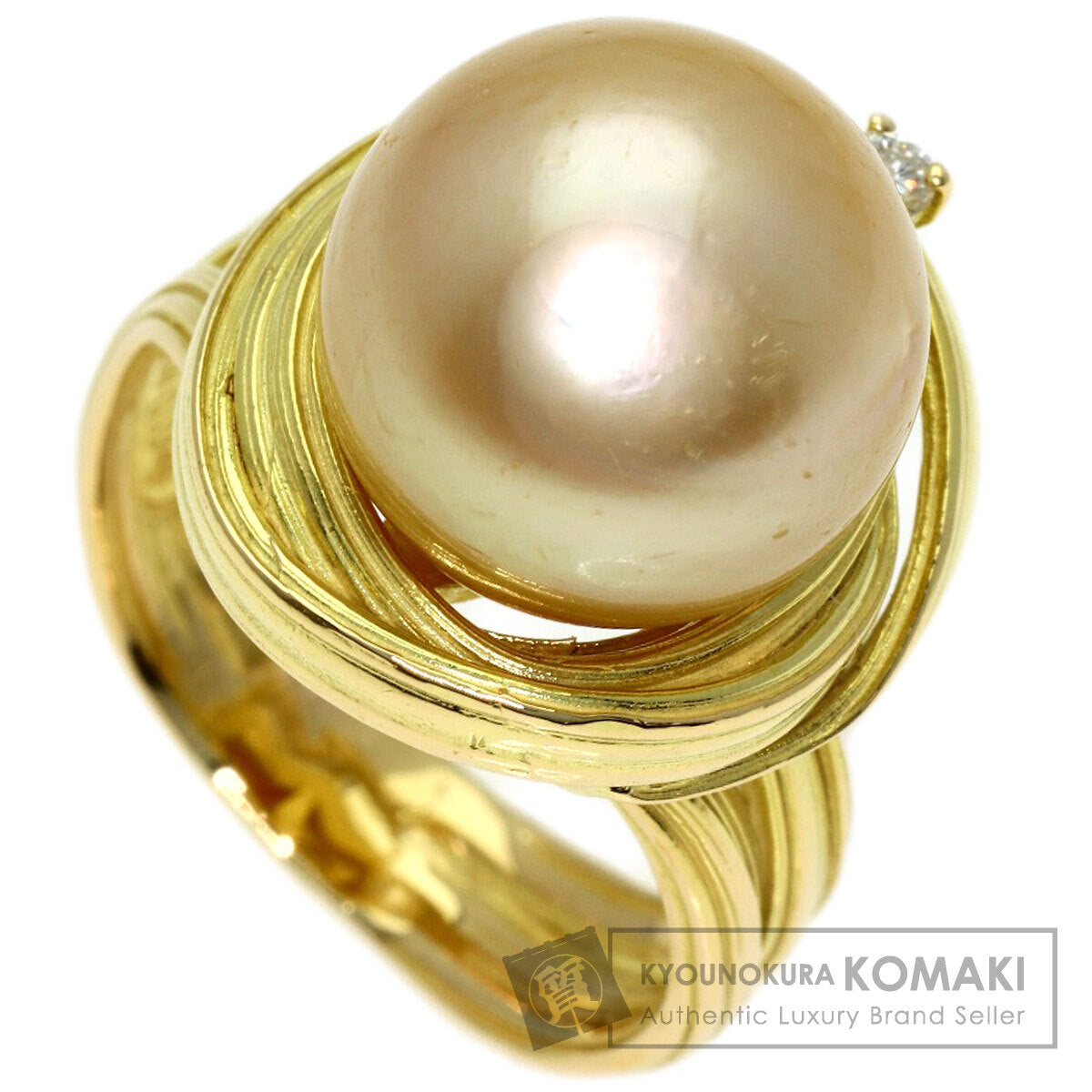 TASAKI Golden Pearl Pearl Diamond Ring K18 Yellow Gold Ladies [Used]